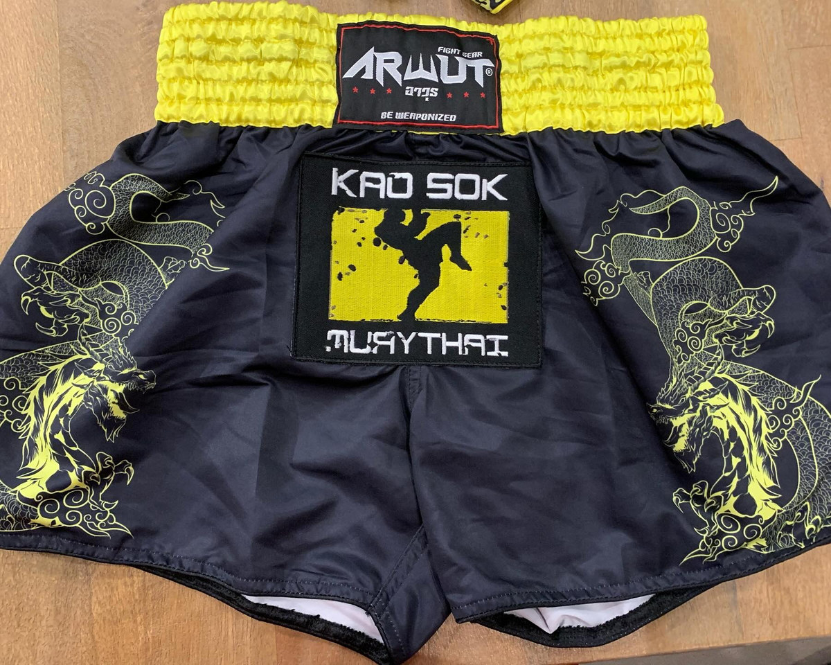 Kao Sok yellow dragon shorts